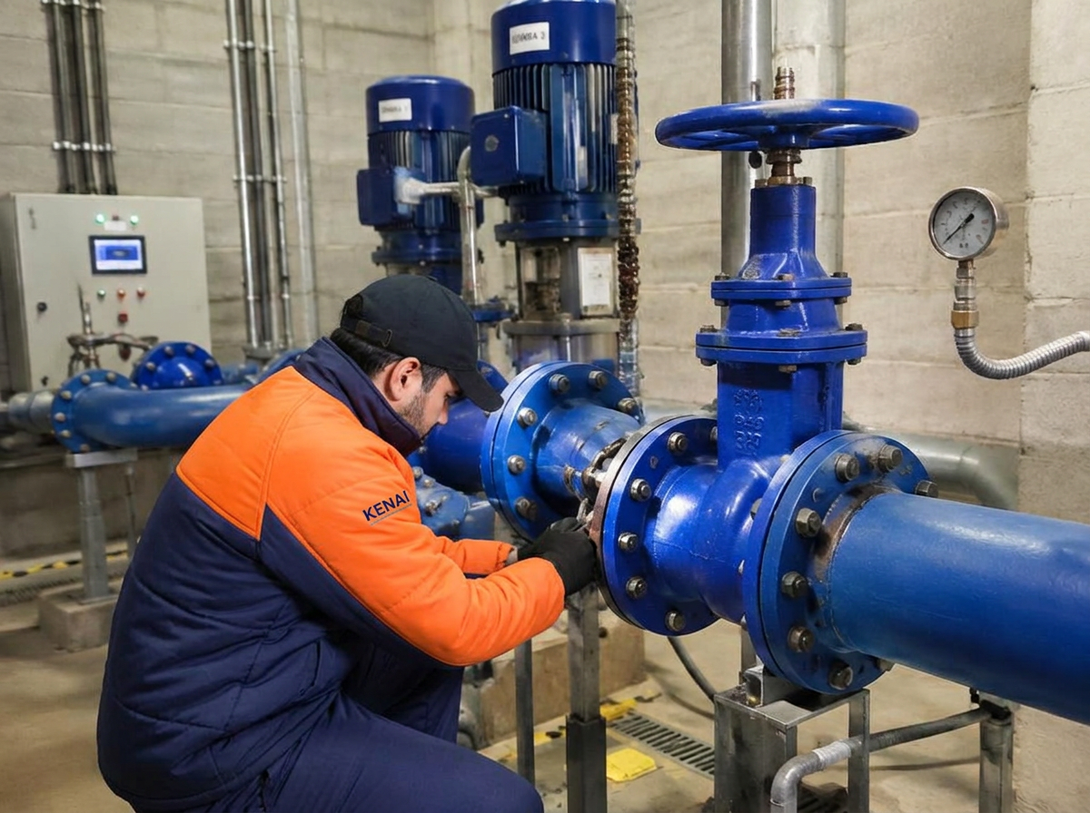 Técnico AuditControl trabalhando em sistema hidráulico